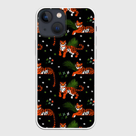 Чехол для iPhone 13 mini с принтом Tigers | Тигровый Паттерн в городе Новоалтайск,  |  | Тематика изображения на принте: black | cat | chill | relax | tiger | белый | животные | кот | кошки | лев | леопарды | отдых | полосы | тигры | узор