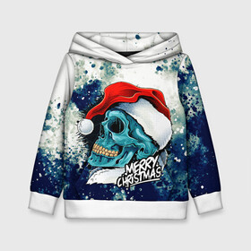 Детская толстовка 3D с принтом Death Santa в городе Новоалтайск, 100% полиэстер | двухслойный капюшон со шнурком для регулировки, мягкие манжеты на рукавах и по низу толстовки, спереди карман-кенгуру с мягким внутренним слоем | new year | арт | графика | дед мороз | зима | новый год | рождество | санта