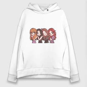 Женское худи Oversize хлопок с принтом BLACKPINK в городе Новоалтайск, френч-терри — 70% хлопок, 30% полиэстер. Мягкий теплый начес внутри —100% хлопок | боковые карманы, эластичные манжеты и нижняя кромка, капюшон на магнитной кнопке | blackpink | blink | bts | exo | icecream | jennie | jisoo | korea | kpop | lisa | love | rose | блекпинк | девушки | корея | кпоп | музыка