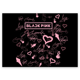 Поздравительная открытка с принтом BLACKPINK в городе Новоалтайск, 100% бумага | плотность бумаги 280 г/м2, матовая, на обратной стороне линовка и место для марки
 | blackpink | blink | bts | exo | icecream | jennie | jisoo | korea | kpop | lisa | love | rose | блекпинк | девушки | корея | кпоп | музыка