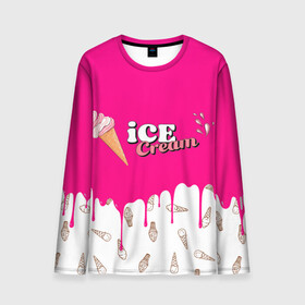 Мужской лонгслив 3D с принтом Ice Cream BlackPink в городе Новоалтайск, 100% полиэстер | длинные рукава, круглый вырез горловины, полуприлегающий силуэт | blackpink | blink | bts | exo | icecream | jennie | jisoo | korea | kpop | lisa | love | rose | блекпинк | девушки | корея | кпоп | музыка