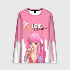 Мужской лонгслив 3D с принтом BLACKPINK Ice Cream в городе Новоалтайск, 100% полиэстер | длинные рукава, круглый вырез горловины, полуприлегающий силуэт | blackpink | blink | bts | exo | icecream | jennie | jisoo | korea | kpop | lisa | love | rose | блекпинк | девушки | корея | кпоп | музыка