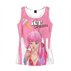 Женская майка 3D с принтом BLACKPINK Ice Cream в городе Новоалтайск, 100% полиэстер | круглая горловина, прямой силуэт, длина до линии бедра | blackpink | blink | bts | exo | icecream | jennie | jisoo | korea | kpop | lisa | love | rose | блекпинк | девушки | корея | кпоп | музыка