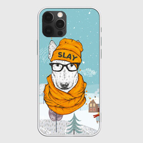 Чехол для iPhone 12 Pro Max с принтом Бультерьер в городе Новоалтайск, Силикон |  | slay | белая собака | бультерьер | пес | псина | собака | собака в шапке | собачка
