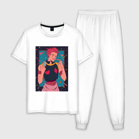 Мужская пижама хлопок с принтом Hisoka Morow Hunter x Hunter в городе Новоалтайск, 100% хлопок | брюки и футболка прямого кроя, без карманов, на брюках мягкая резинка на поясе и по низу штанин
 | anime | hisoka | hunter x hunter | joker | аниме | антагонист | джокер | злодей | карты | охотник против охотника | хантер х хантер | хисока | хисока мороу