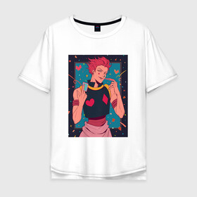 Мужская футболка хлопок Oversize с принтом  Hisoka Morow Hunter x Hunter в городе Новоалтайск, 100% хлопок | свободный крой, круглый ворот, “спинка” длиннее передней части | anime | hisoka | hunter x hunter | joker | аниме | антагонист | джокер | злодей | карты | охотник против охотника | хантер х хантер | хисока | хисока мороу