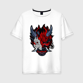 Женская футболка хлопок Oversize с принтом SAMURAI LVL UP в городе Новоалтайск, 100% хлопок | свободный крой, круглый ворот, спущенный рукав, длина до линии бедер
 | 2019 | cd project red | cyberpunk 2077 | cyberpunk fashion | hacker | keanu reeves | maelstrom | militech | night city | quadra | samurai | samurai cyberpunk 2077 | sci fi | trauma team | v | ви | киану ривз | киберпанк 2077 | логотип | роб
