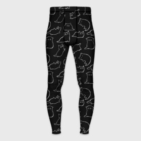 Мужские тайтсы 3D с принтом Cats в городе Новоалтайск,  |  | cats. black | doodle | белое | забавно | кот | котики | кошки | милое | минимализм | черное