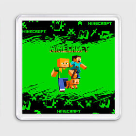 Магнит 55*55 с принтом Minecraft в городе Новоалтайск, Пластик | Размер: 65*65 мм; Размер печати: 55*55 мм | minecraft | алекс | белый | блоки | взрывчатка | визера | гаст | добывать | дракон | зеленая | зеленый куб | зомби | игра | кирка | крафт | крипер | кубики | лошадка | майн | майнкрафт | манкрафт | меч | оцелот