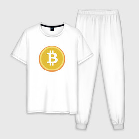 Мужская пижама хлопок с принтом BITCOIN в городе Новоалтайск, 100% хлопок | брюки и футболка прямого кроя, без карманов, на брюках мягкая резинка на поясе и по низу штанин
 | bitcoin | btc | биткоин | валюта | деньги | криптовалюта