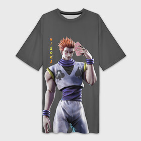 Платье-футболка 3D с принтом Хисока в городе Новоалтайск,  |  | hisoka | hunter | hunter x hunter | jump force | killua | гон | джамп форс | игральные карты | карты | охотник x охотник | персонажи аниме | персонажи игр | хантер | хантер x хантер | хантер аниме | хисока