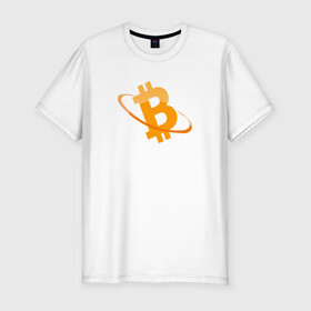 Мужская футболка хлопок Slim с принтом BITCOIN в городе Новоалтайск, 92% хлопок, 8% лайкра | приталенный силуэт, круглый вырез ворота, длина до линии бедра, короткий рукав | bitcoin | btc | биткоин | валюта | деньги | криптовалюта