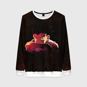 Женский свитшот 3D с принтом Гон Фрикс в городе Новоалтайск, 100% полиэстер с мягким внутренним слоем | круглый вырез горловины, мягкая резинка на манжетах и поясе, свободная посадка по фигуре | gon freecss | hunter  hunter | гон | гон фрикс | охотник | охотник х охотник | хантер | хантер х хантер