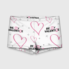 Детские купальные плавки 3D с принтом Be My Valentine в городе Новоалтайск, Полиэстер 85%, Спандекс 15% | Слитный крой, подклад по переду изделия, узкие бретели | Тематика изображения на принте: be my valentine | будь моим валентином | влюбленным | день святого валентина | пара | сердечки | узор