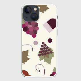 Чехол для iPhone 13 mini Виноград и винишко: в городе Новоалтайск, | | бокал | винишко | винный | вино | виноград | узор