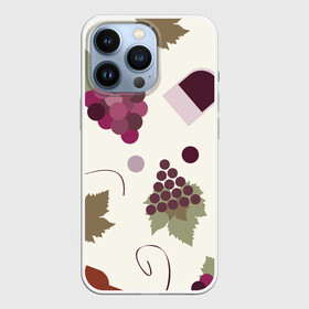 Чехол для iPhone 13 Pro с принтом Виноград и винишко в городе Новоалтайск,  |  | бокал | винишко | винный | вино | виноград | узор