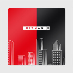Магнит виниловый Квадрат с принтом Hitman III - Город в городе Новоалтайск, полимерный материал с магнитным слоем | размер 9*9 см, закругленные углы | hitman | hitman 3 | hitman iii | город | красный | надпись | половина | хитман | хитман 3 | черный