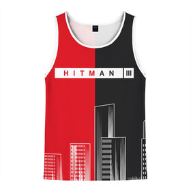 Мужская майка 3D с принтом Hitman III - Город в городе Новоалтайск, 100% полиэстер | круглая горловина, приталенный силуэт, длина до линии бедра. Пройма и горловина окантованы тонкой бейкой | hitman | hitman 3 | hitman iii | город | красный | надпись | половина | хитман | хитман 3 | черный