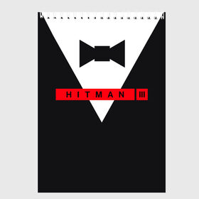 Скетчбук с принтом Hitman III в городе Новоалтайск, 100% бумага
 | 48 листов, плотность листов — 100 г/м2, плотность картонной обложки — 250 г/м2. Листы скреплены сверху удобной пружинной спиралью | Тематика изображения на принте: hitman | hitman 3 | hitman iii | бабочка | костюм | красный | надпись | хитман | хитман 3