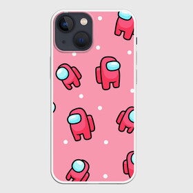 Чехол для iPhone 13 mini с принтом Among Us   Розовый цвет в городе Новоалтайск,  |  | among us | girl | pink | амонг | девочка | детский | игра | мультяшный | паттерн | розовый | узор | эмонг ас