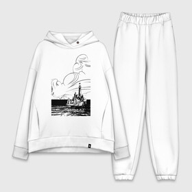 Женский костюм хлопок Oversize с принтом Муми тролль в городе Новоалтайск,  |  | маяк | море | муми тролль | скалы