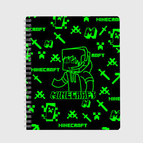 Тетрадь с принтом Minecraft в городе Новоалтайск, 100% бумага | 48 листов, плотность листов — 60 г/м2, плотность картонной обложки — 250 г/м2. Листы скреплены сбоку удобной пружинной спиралью. Уголки страниц и обложки скругленные. Цвет линий — светло-серый
 | minecraft | алекс | белый | блоки | ведьма | взрывчатка | визера | волк | гаст | добывать | дракон | зеленый куб | зомби | игра | крафт | крипер | кубики | лошадка | майн | майнкрафт | манкрафт | овечка | оцелот