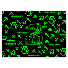 Поздравительная открытка с принтом Minecraft в городе Новоалтайск, 100% бумага | плотность бумаги 280 г/м2, матовая, на обратной стороне линовка и место для марки
 | minecraft | алекс | белый | блоки | ведьма | взрывчатка | визера | волк | гаст | добывать | дракон | зеленый куб | зомби | игра | крафт | крипер | кубики | лошадка | майн | майнкрафт | манкрафт | овечка | оцелот