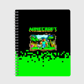 Тетрадь с принтом Minecraft в городе Новоалтайск, 100% бумага | 48 листов, плотность листов — 60 г/м2, плотность картонной обложки — 250 г/м2. Листы скреплены сбоку удобной пружинной спиралью. Уголки страниц и обложки скругленные. Цвет линий — светло-серый
 | minecraft | алекс | белый | блоки | ведьма | взрывчатка | визера | волк | гаст | добывать | дракон | зеленый куб | зомби | игра | крафт | крипер | кубики | лошадка | майн | майнкрафт | манкрафт | овечка | оцелот