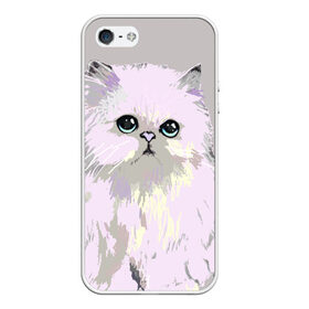 Чехол для iPhone 5/5S матовый Пушистый милый кот с грустным взглядом: в городе Новоалтайск, Силикон | Область печати: задняя сторона чехла, без боковых панелей | забавно | котята | няшно | цитата