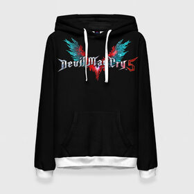 Женская толстовка 3D с принтом Devil May Cry  в городе Новоалтайск, 100% полиэстер  | двухслойный капюшон со шнурком для регулировки, мягкие манжеты на рукавах и по низу толстовки, спереди карман-кенгуру с мягким внутренним слоем. | 3d. | demon | devil | devil may cry 5 | games | демон | дьявол | игры
