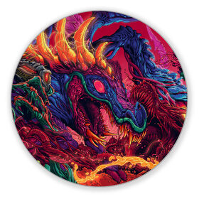 Коврик для мышки круглый с принтом HYPER BEAST в городе Новоалтайск, резина и полиэстер | круглая форма, изображение наносится на всю лицевую часть | awp | counter strike | cs go | game | hyper beast | skin | swat | terrorist | warning | авп | автомат | винтовка | дракон | игры | компьютерная игра | контер страйк | контр страйк | кс го | монстр | оружие | скин | спецназ | хайпер бист