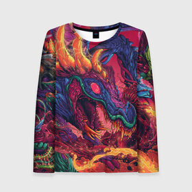 Женский лонгслив 3D с принтом HYPER BEAST в городе Новоалтайск, 100% полиэстер | длинные рукава, круглый вырез горловины, полуприлегающий силуэт | awp | counter strike | cs go | game | hyper beast | skin | swat | terrorist | warning | авп | автомат | винтовка | дракон | игры | компьютерная игра | контер страйк | контр страйк | кс го | монстр | оружие | скин | спецназ | хайпер бист