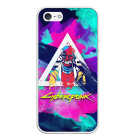 Чехол для iPhone 5/5S матовый с принтом Cyberpunk 2077 в городе Новоалтайск, Силикон | Область печати: задняя сторона чехла, без боковых панелей | Тематика изображения на принте: demon | fangs. | paint | triangle | демон | клыки | краски | треугольник
