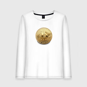 Женский лонгслив хлопок с принтом BITCOIN в городе Новоалтайск, 100% хлопок |  | bitcoin | btc | биткоин | валюта | деньги | криптовалюта