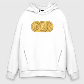 Мужское худи Oversize хлопок с принтом BITCOIN TRIO в городе Новоалтайск, френч-терри — 70% хлопок, 30% полиэстер. Мягкий теплый начес внутри —100% хлопок | боковые карманы, эластичные манжеты и нижняя кромка, капюшон на магнитной кнопке | bitcoin | btc | биткоин | валюта | деньги | криптовалюта
