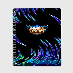 Тетрадь с принтом Mobile Legends Bang Bang в городе Новоалтайск, 100% бумага | 48 листов, плотность листов — 60 г/м2, плотность картонной обложки — 250 г/м2. Листы скреплены сбоку удобной пружинной спиралью. Уголки страниц и обложки скругленные. Цвет линий — светло-серый
 | bang bang | logo | logo game | moba | mobile legends | mobile moba | логотипы игр | моба | мобайл легенд | мобайл легендс | мобильные игры | мобильные легенды