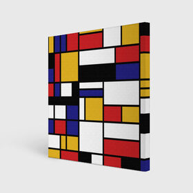 Холст квадратный с принтом Color blocking в городе Новоалтайск, 100% ПВХ |  | geometry | retro | retro style | stripes | urban | vintage | абстракция | винтаж | геометрические | геометрия | городской | девяностые | искусство | клетка | колор блок | линии | мондриан | полосатый | полоска | полосы