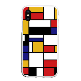 Чехол для iPhone XS Max матовый с принтом Color blocking в городе Новоалтайск, Силикон | Область печати: задняя сторона чехла, без боковых панелей | geometry | retro | retro style | stripes | urban | vintage | абстракция | винтаж | геометрические | геометрия | городской | девяностые | искусство | клетка | колор блок | линии | мондриан | полосатый | полоска | полосы