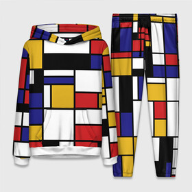 Женский костюм 3D (с толстовкой) с принтом Color blocking в городе Новоалтайск,  |  | geometry | retro | retro style | stripes | urban | vintage | абстракция | винтаж | геометрические | геометрия | городской | девяностые | искусство | клетка | колор блок | линии | мондриан | полосатый | полоска | полосы