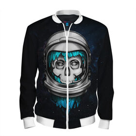 Мужской бомбер 3D с принтом SKULL COSMO в городе Новоалтайск, 100% полиэстер | застегивается на молнию, по бокам два кармана без застежек, по низу бомбера и на воротнике - эластичная резинка | cosmonavt | galaxy | nasa | nebula | space | star | абстракция | астронавт | вселенная | галактика | звезда | звезды | космический | космонавт | наса | планеты | скафандр