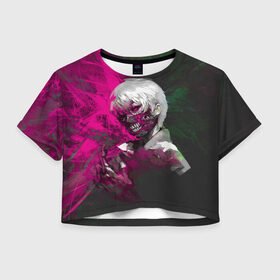 Женская футболка Crop-top 3D с принтом TOKYO GHOUL в городе Новоалтайск, 100% полиэстер | круглая горловина, длина футболки до линии талии, рукава с отворотами | anime | blood | ghoul | juzo | kaneki | suzuya | tokyo | tokyoghoul | абстракция | аниме | брызги | гули | гуль | иероглифы | канеки | канеки кен | кровь | нишики нишио | ризе камиширо | сейдо | тока киришима | токийский гуль