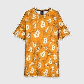 Детское платье 3D с принтом Я БИТКОИН / I AM BITCOIN в городе Новоалтайск, 100% полиэстер | прямой силуэт, чуть расширенный к низу. Круглая горловина, на рукавах — воланы | bitcoin | btc | биткоин | валюта | деньги | криптовалюта