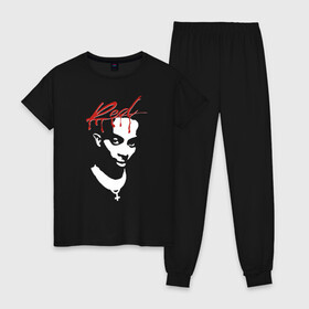 Женская пижама хлопок с принтом Playboi Carti Whole Lotta Red в городе Новоалтайск, 100% хлопок | брюки и футболка прямого кроя, без карманов, на брюках мягкая резинка на поясе и по низу штанин | carti | caty | lotta | merch | playboi | playboy | red | trap | whole | wlr | альбом | карти | мерч | новый | плейбой