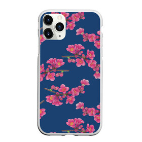 Чехол для iPhone 11 Pro Max матовый с принтом Цветы айвы на темно синем фоне в городе Новоалтайск, Силикон |  | 8 марта | flowers | summer | айва | весна | лето | праздник | природа | растения | розовый | синий | цветы