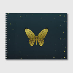 Альбом для рисования с принтом Butterfly в городе Новоалтайск, 100% бумага
 | матовая бумага, плотность 200 мг. | Тематика изображения на принте: бабочка | геомеирический | золотой | темный фон