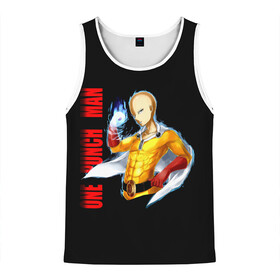 Мужская майка 3D с принтом Сайтама One Punch Man в городе Новоалтайск, 100% полиэстер | круглая горловина, приталенный силуэт, длина до линии бедра. Пройма и горловина окантованы тонкой бейкой | Тематика изображения на принте: anime | one punch man | аниме | анимэ | бэнг | ван панч мэн | ванпанчмен | генос | кинг | сайтама | соник | супер герой | торнадо | уан панч мен