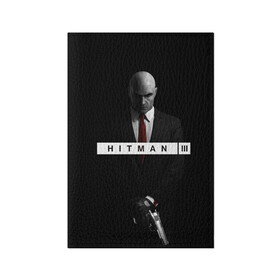 Обложка для паспорта матовая кожа с принтом Hitman 3 в городе Новоалтайск, натуральная матовая кожа | размер 19,3 х 13,7 см; прозрачные пластиковые крепления | hitman | hitman 3 | hitman iii | красный | надпись | хитман | хитман 3