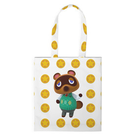 Шоппер 3D с принтом Animal crossing - Nook в городе Новоалтайск, 100% полиэстер | Плотность: 200 г/м2; Размер: 34×35 см; Высота лямок: 30 см | animal crossing | nook | детский | желтый | игра | компьютерный | кроссинг | монеты | нок | нук | персонаж | подарок | том нук | узор | энимал кросинг