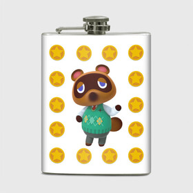 Фляга с принтом Animal crossing - Nook в городе Новоалтайск, металлический корпус | емкость 0,22 л, размер 125 х 94 мм. Виниловая наклейка запечатывается полностью | animal crossing | nook | детский | желтый | игра | компьютерный | кроссинг | монеты | нок | нук | персонаж | подарок | том нук | узор | энимал кросинг