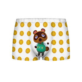 Мужские трусы 3D с принтом Animal crossing - Nook в городе Новоалтайск, 50% хлопок, 50% полиэстер | классическая посадка, на поясе мягкая тканевая резинка | animal crossing | nook | детский | желтый | игра | компьютерный | кроссинг | монеты | нок | нук | персонаж | подарок | том нук | узор | энимал кросинг